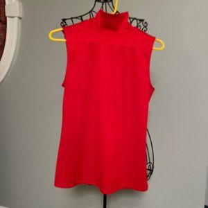 Red mock neck tank